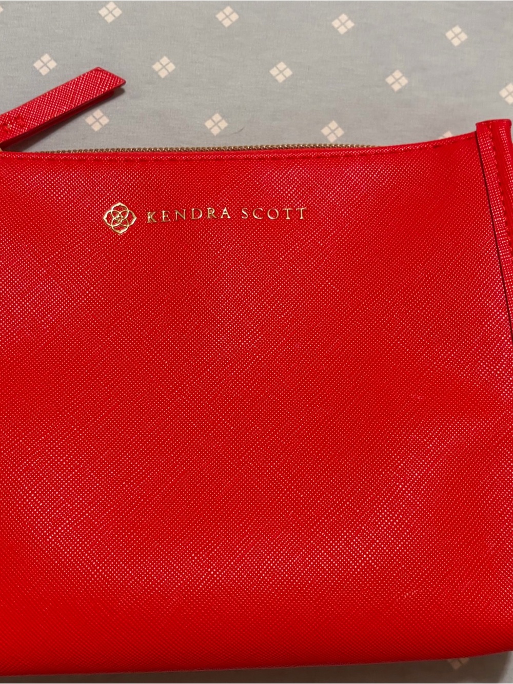 Kendra Scott Red Zip Wristlet with Gold Logo